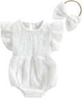 Kavousa Newborn Baby Girl Clothes Summer Bubble Romper Headband Outfit by KAVOUSA