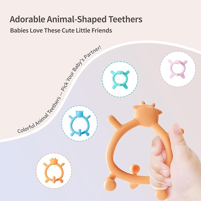 Pigeon Silicone Baby Teether – Multi-Textured Teething Relief Toys, Lightweight & Easy to Grasp, 6+ Months (Blue Cat, 1 Count)