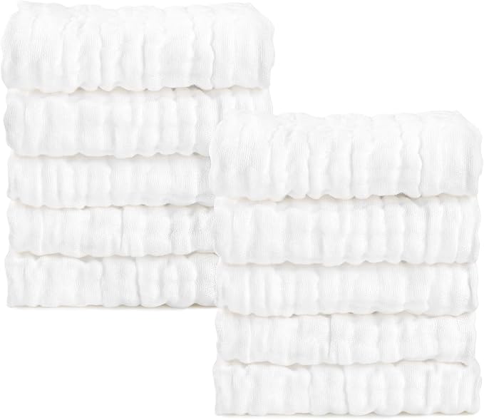 AIDEA Baby Washcloths and Burp Cloths, Absorbent Cotton Muslin Baby Towels by AIDEAHOME