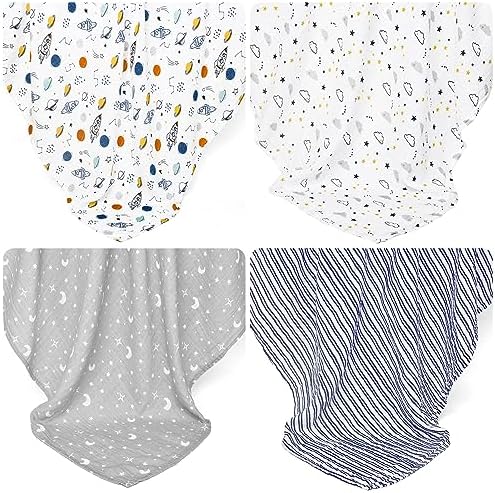 david's kids 4 Pack Baby Muslin Swaddle Blankets, 100% Cotton and Ultra Soft - Image 7
