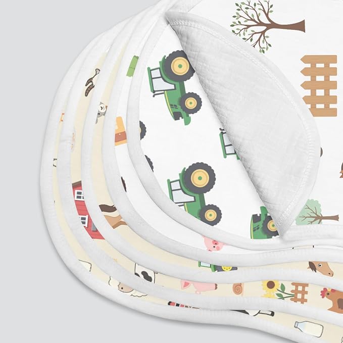 6 Pack Farm Burp Cloths Baby Boys Girls - Image 8