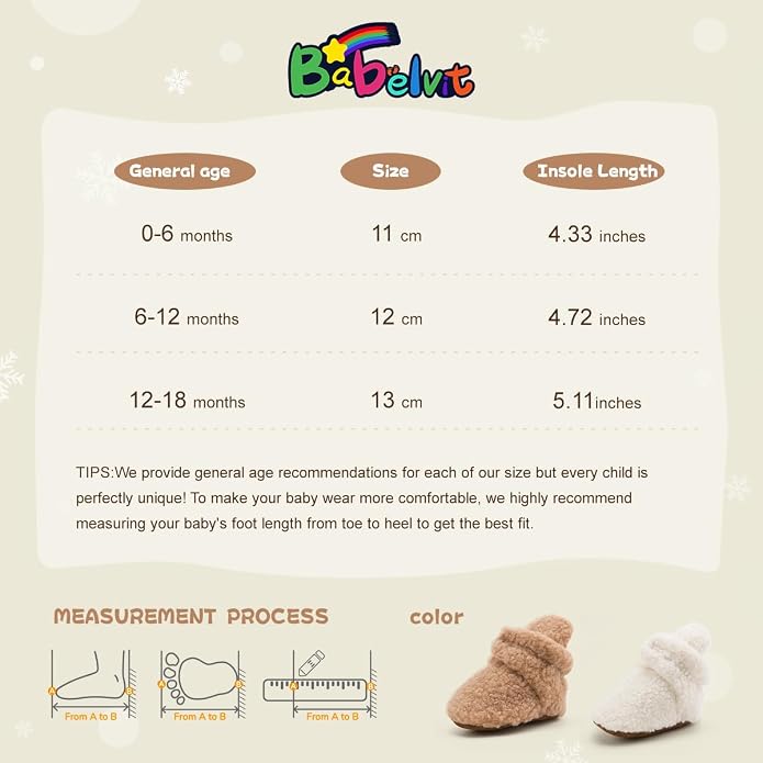 Babelvit Newborn Baby Boy Girl Soft Fleece Booties Stay On Infant Slippers - Image 7