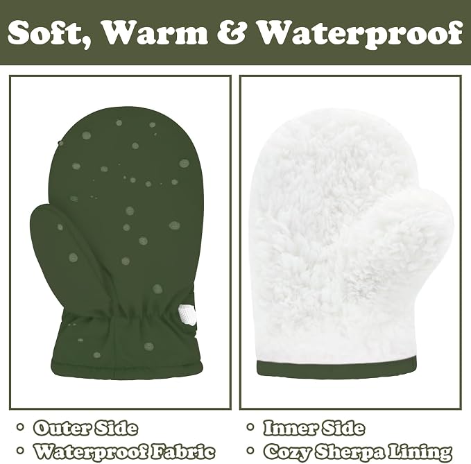 Sarfel Toddler Mittens Waterproof Toddler Gloves Baby Winter Mittens Toddler - Image 5