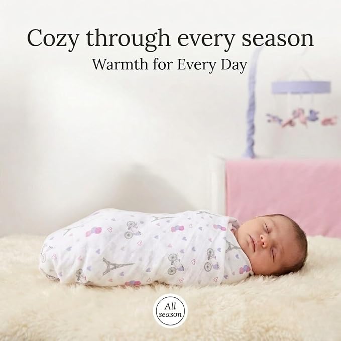 EVERYDAY KIDS 4 Pack of Soft Flannel Receiving Baby Blanket Set - Image 6