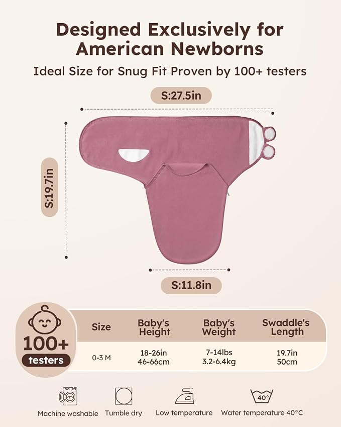 Yoofoss Baby Swaddles for Newborns 100% Organic Cotton, 0-3 Months 2 Zippers - Image 2