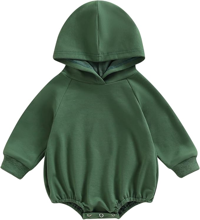 Thorn Tree Newborn Baby Boys Hooded Sweatshirt Long Sleeve Solid Romper Infant by ThornTree