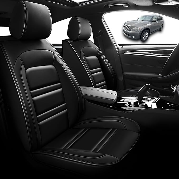 Seat Cover for Infiniti qx56 2004-2013 | Car Seat Covers Front Seats, Waterproof Seat Protectors, Automotive Front Seat Covers (Front Seat, Black)