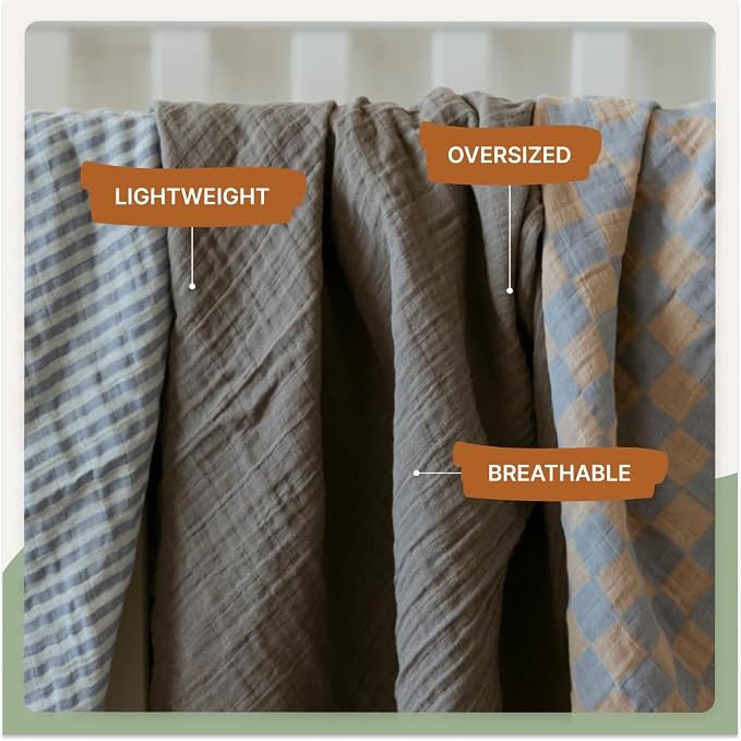 Parker Baby Co. Soft Muslin Baby Swaddle Blankets, 3 Pack - Image 3