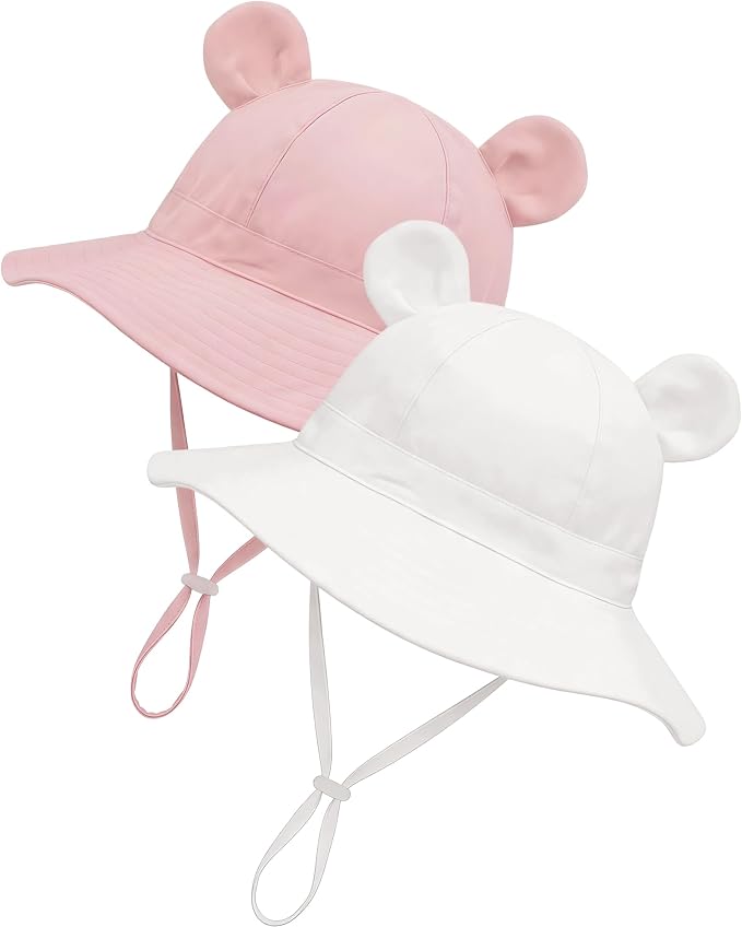 Toddler Baby Sun Hat 2Pack UPF 50+ Kids Infants Adjustable Bucket Hat by KMOLY