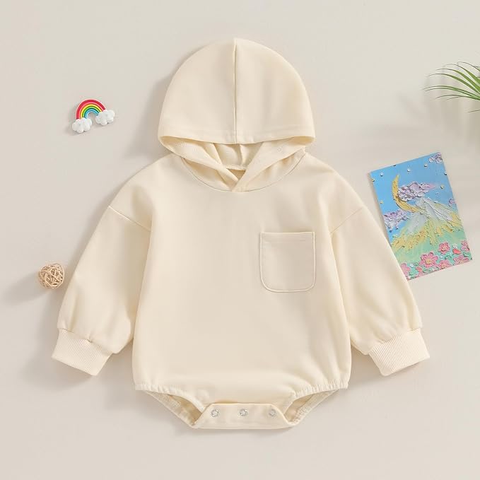 Thorn Tree Newborn Baby Boys Hooded Sweatshirt Long Sleeve Solid Romper Infant - Image 8