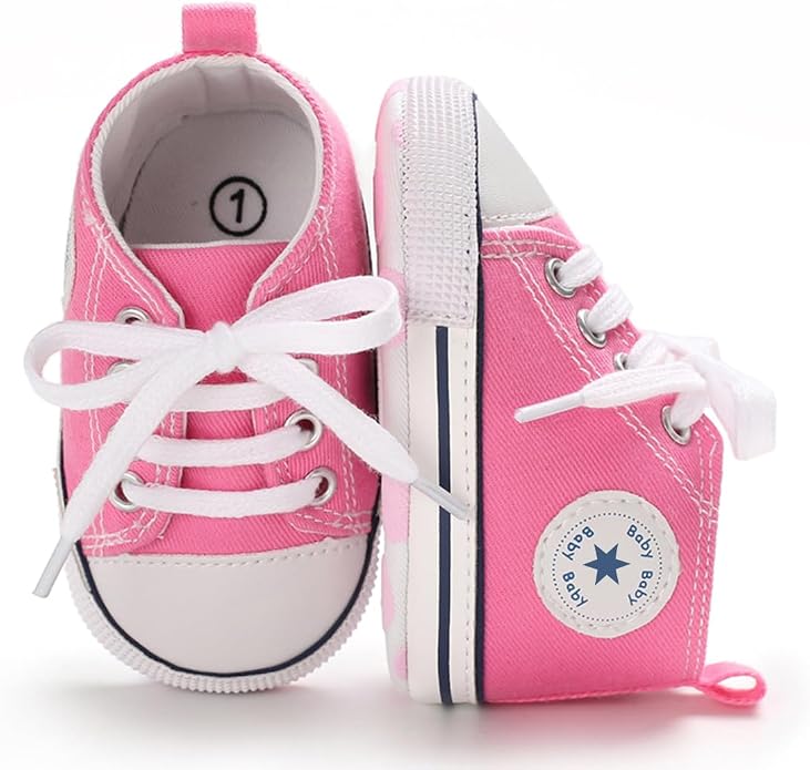 Unisex Baby Girls Boys Canvas High-top Shoes, Newborn Infant Anti-Slip Soft - Image 2