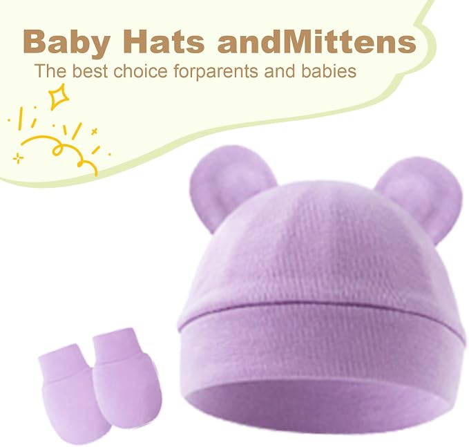 Newborn Baby Hat and Mittens Set, Infant Beanie Caps Newborn Essentials Must - Image 6