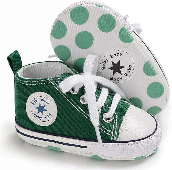Unisex Baby Girls Boys Canvas High-top Shoes, Newborn Infant Anti-Slip Soft by KKIIDDSS