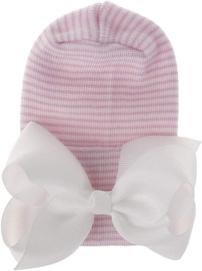 Newborn Baby Hat Infant Caps Baby Boy Girl Toddler Hospital Hats Bow Double - Image 3