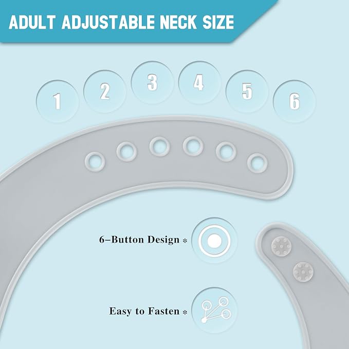 Adjustable Silicone Adult Bib, Washable Bib - Image 6