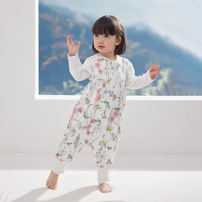 Duomiaomiao 0.5 TOG Toddler Sleep Sack 24-36 Months 100% Cotton Lightweight Baby Sleep Sack with Feet, Breathable Comfy Toddler Wearable Blanket