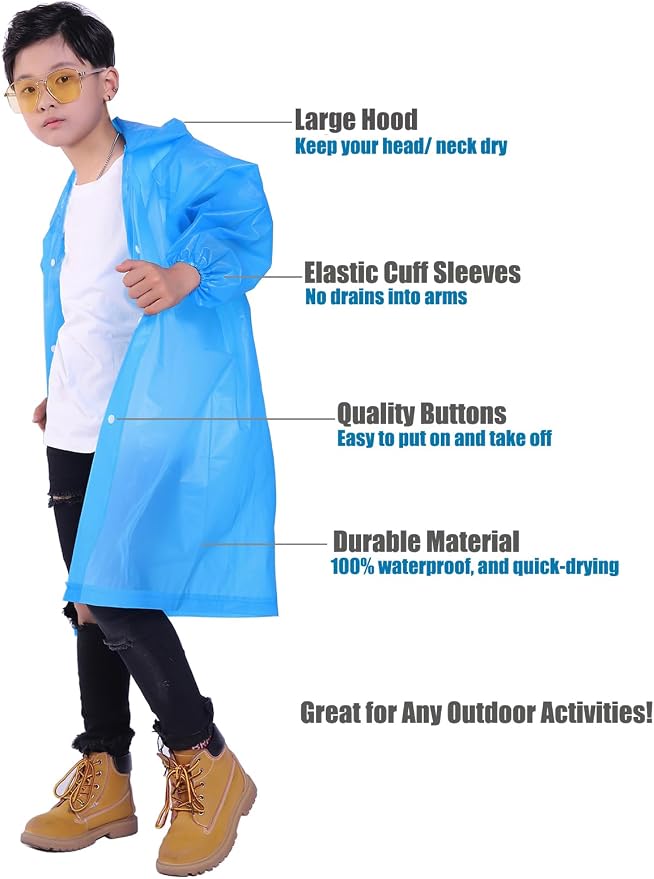 Kids Rain Jacket, 2 Pack Rain Ponchos - Image 4