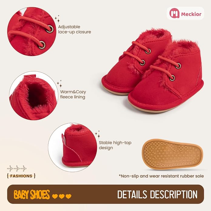 Meckior Baby Booties Newborn Infant Unisex Baby Girls Boys Velvet Rubber - Image 5