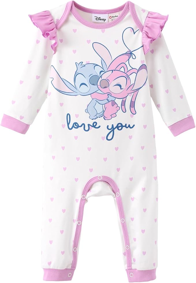 Disney Stitch Princess Minnie Winnie Marvel Baby Girls Ruffle Long Sleeve by Disney