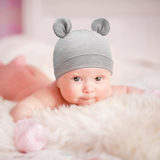 DRESHOW BQUBO 4 Pieces Baby Beanie Newborn Toddler Soft Cute Knit Hat Hospital - Image 8