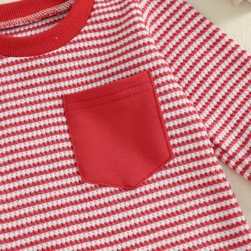 VISGOGO Newborn Infant Baby Boy Waffle Cotton Romper Clothes Onesie Stripe - Image 5