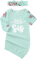 AMAWMW Newborn Baby Girl Little Sister Sleeper Gown Stripe Long Sleeve by AMAWMW