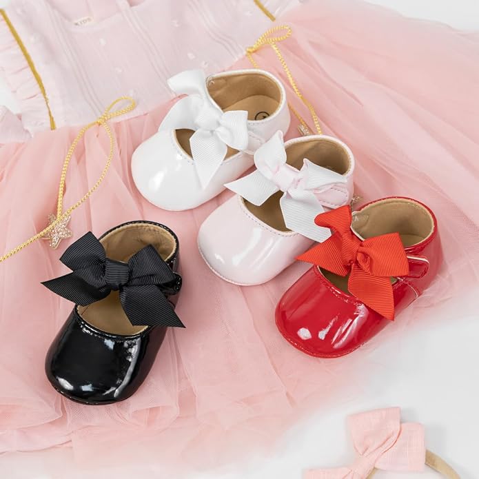 KIDSUN Infant Baby Girls Mary Jane Shoes Non-Slip Rubber Sole Ballet Slippers - Image 2