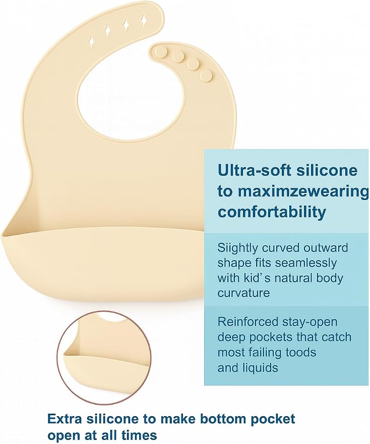 Silicone Baby Bibs with Food Catcher Pocket – Waterproof, Adjustable & - Image 4