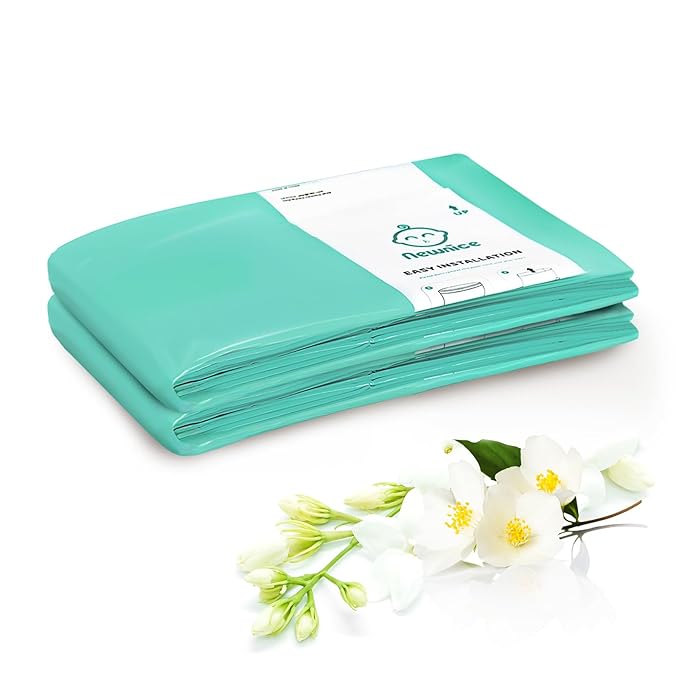 [2 Pack] Newnice Diaper Pail Refill Bags for Dekor Plus Diaper Pail, 30% Extral Thicker Diaper Genie Refills, Continuous Liners for Baby & Adult Diapers, Nursery Trash Solution
