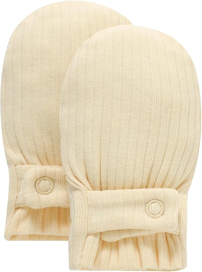 Baby Newborn No Scratch Mittens Stay On Cotton Gloves 0-12 Months | Organic by KARUNEL
