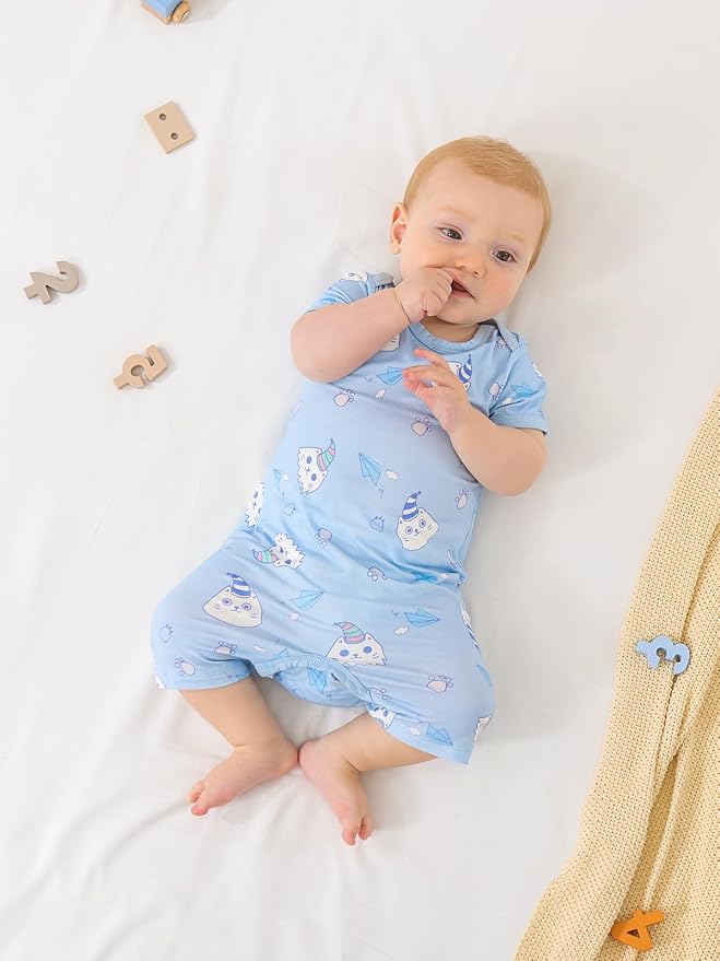 GUISBY Baby Rayon Romper Pajamas, 0-24M | Silky Soft Feel，Snap Closure，Footless - Image 6