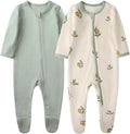 O2 BABY Baby Boys Girls Organic Cotton Zip-Front Sleeper Pajamas, Footed Sleep 'n Play