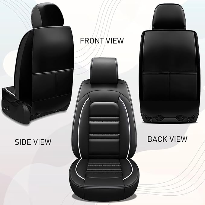 Seat Cover for Honda Civic 2001-2025 | Car Seat Covers Front Seats, Waterproof Seat Protectors, Automotive Front Seat Covers (Front Seat, Black&White Line)