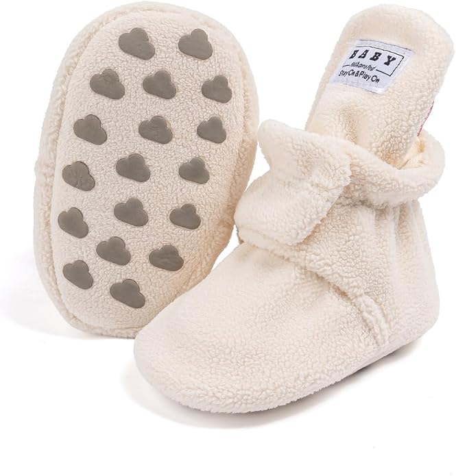 Babelvit Newborn Baby Boy Girl Soft Fleece Booties Stay On Infant Slippers by Babelvit