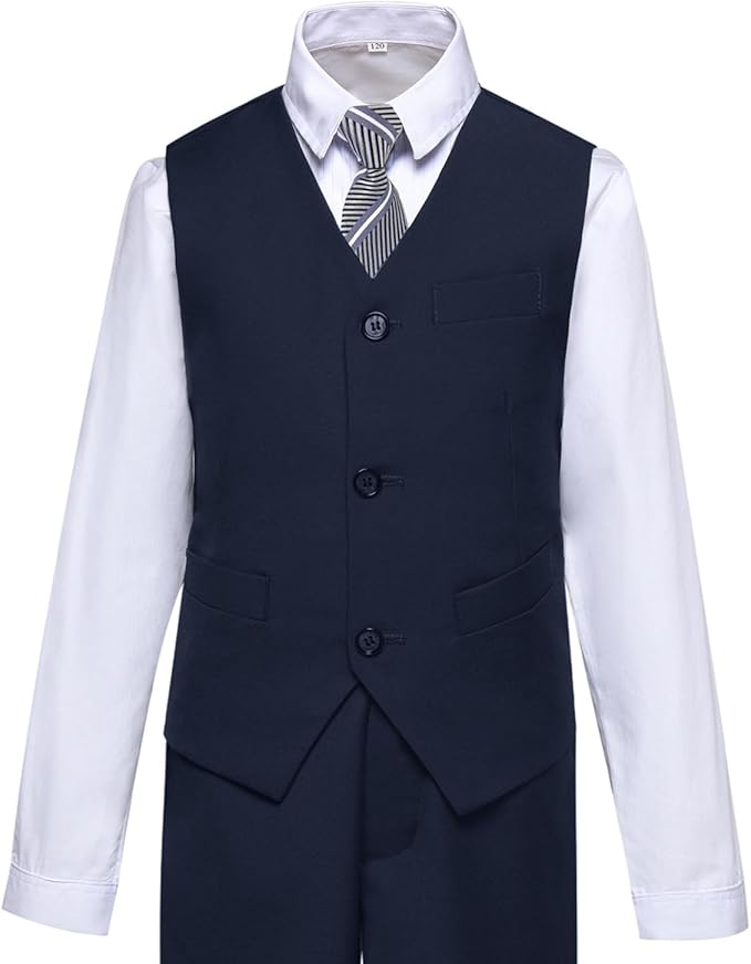 Boys Suit for Kids Tuxedo Suits for Wedding Formal Suit Set Toddler Boy Dress Outfit with Shirt and Tie