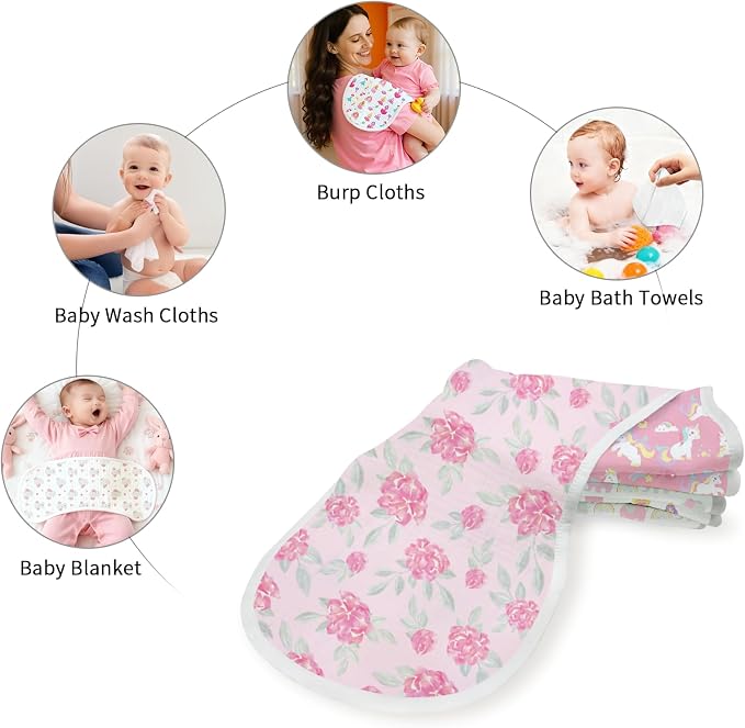 6 Pack Pink Burp Cloths Baby Boys Girls - Image 6