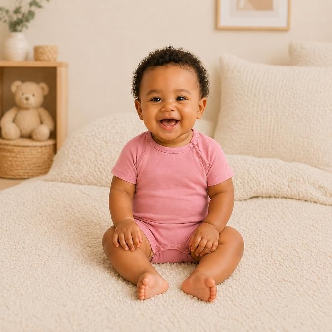 GUISBY Baby Romper 3-Pack Short Sleeve Rayon of Bamboo Bodysuit Set, 0-24M | - Image 4