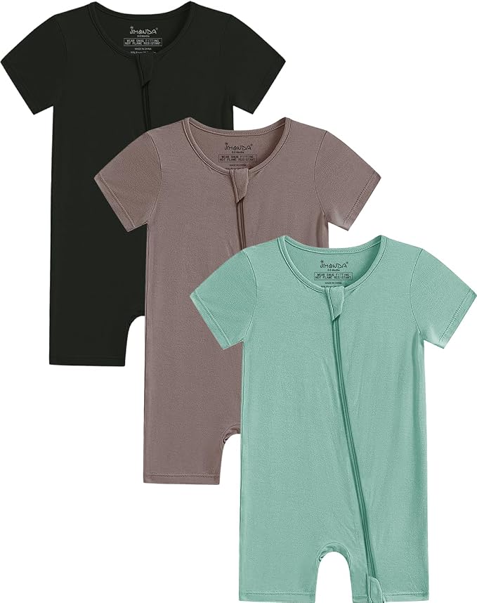 Jimonda Baby Bamboo Rayon Rompers Short Sleeve 3pc Pjs by JimondaBaby