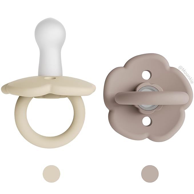 Moonkie Pacifiers Set of 2 | One-Piece Design Baby Pacifier with Large Air Holes | BPA-Free Silicone | Safe for Babies 0-6 Months