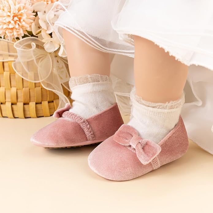 KIDSUN Infant Baby Girls Mary Jane Shoes Non-Slip Rubber Sole Ballet Slippers - Image 5