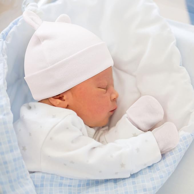 Newborn Baby Hat and Mittens Set Bear Ears Toddler Infant Beanie Caps Newborn - Image 6