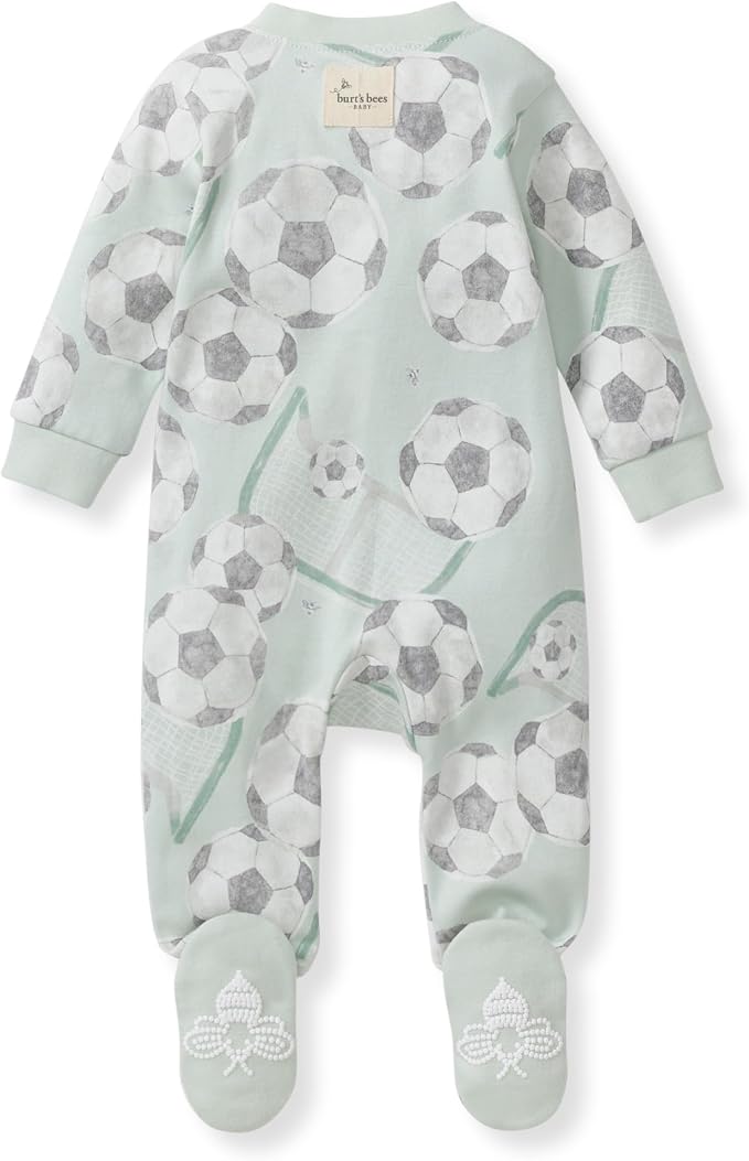 Burt's Bees Baby Boys' Organic Cotton, Sleep and Play Footed Pajamas | Easy zip - Image 2