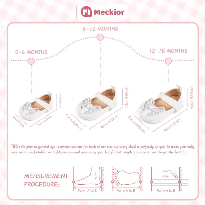 Meckior Infant Baby Girls Soft Sole Bowknot Princess Wedding Dress Mary Jane - Image 6