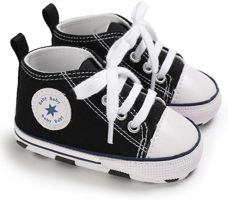 Unisex Baby Girls Boys Canvas High-top Shoes, Newborn Infant Anti-Slip Soft - Image 4