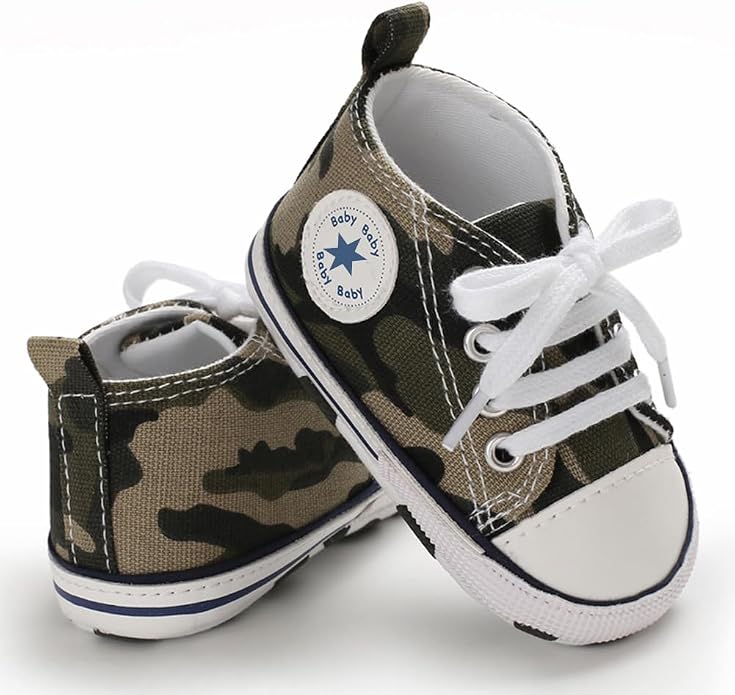 Unisex Baby Girls Boys Canvas High-top Shoes, Newborn Infant Anti-Slip Soft - Image 3