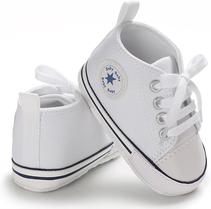 Unisex Baby Girls Boys Canvas High-top Shoes, Newborn Infant Anti-Slip Soft - Image 4