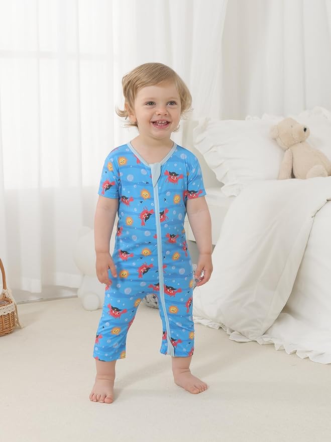 GUISBY Baby Rayon of Bamboo Short Sleeve Footless Zipper Romper 2 Pack | Soft - Image 6