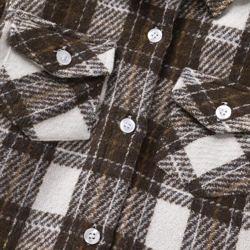 YOUNGER STAR Toddler Kids Boys Girls Flannel Hooded Plaid Shirt Button Baby Red - Image 5