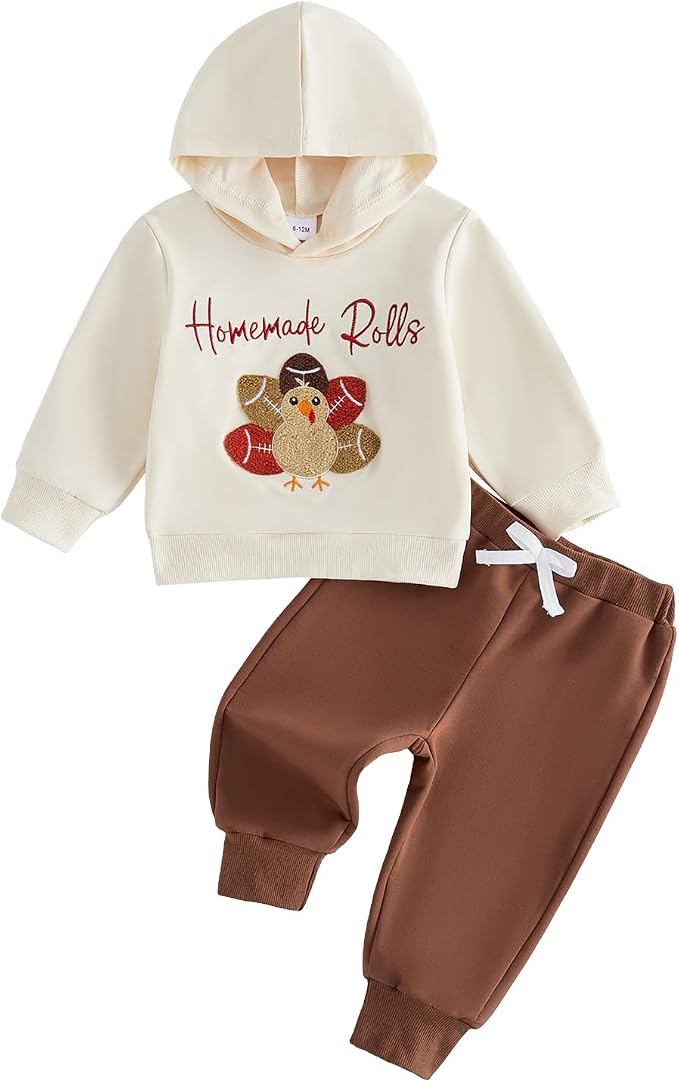 Infant Baby Boy Fall Winter Clothes Outfit Hooded Long Sweatshirt Pant Set by LIOMENGZI