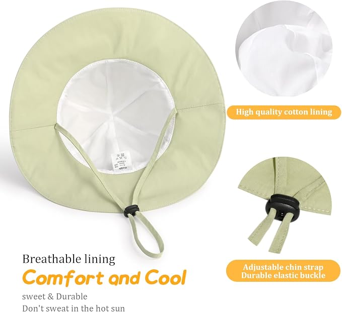 Baby Girl Sun Hat with UPF 50+ Outdoor Adjustable Beach Hat with Wide Brim - Image 5